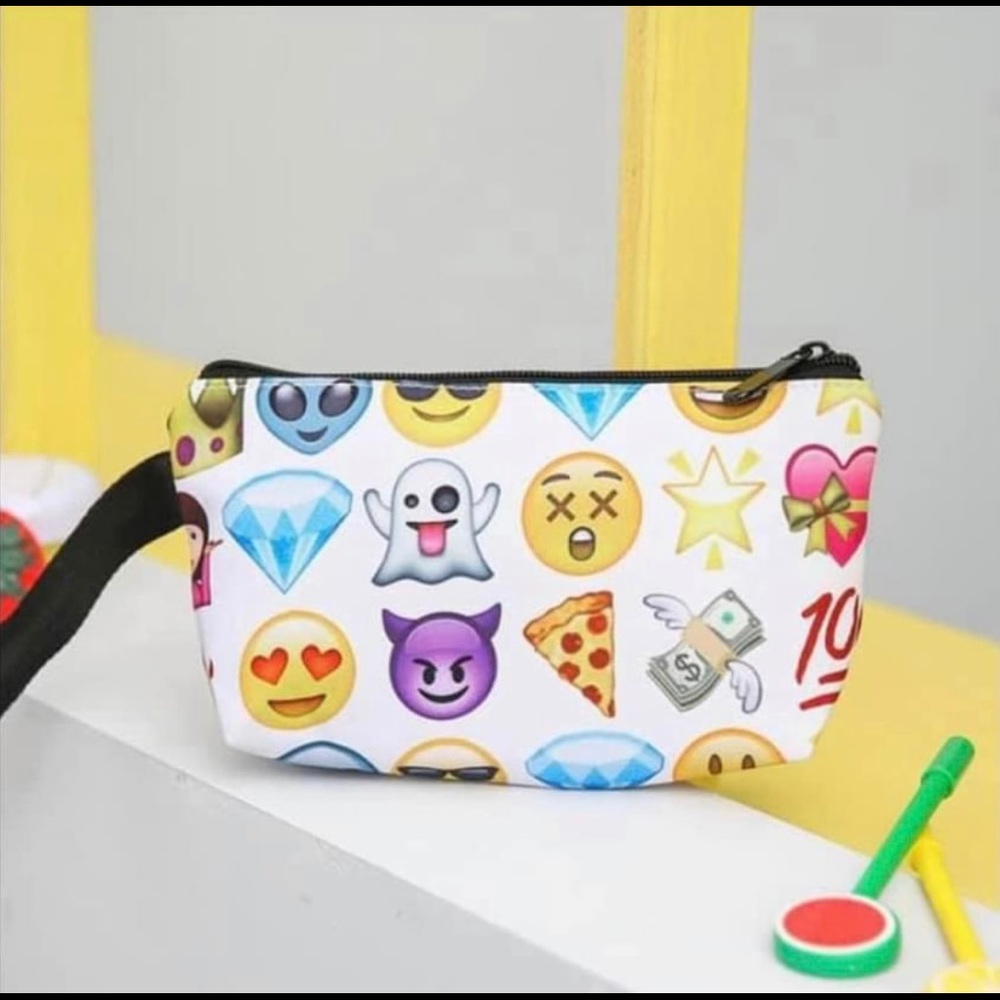 Emoji Cartoon Colorful Canvas Casual Retro Travel School Backpack & Pouch Set - Picture 5 of 7